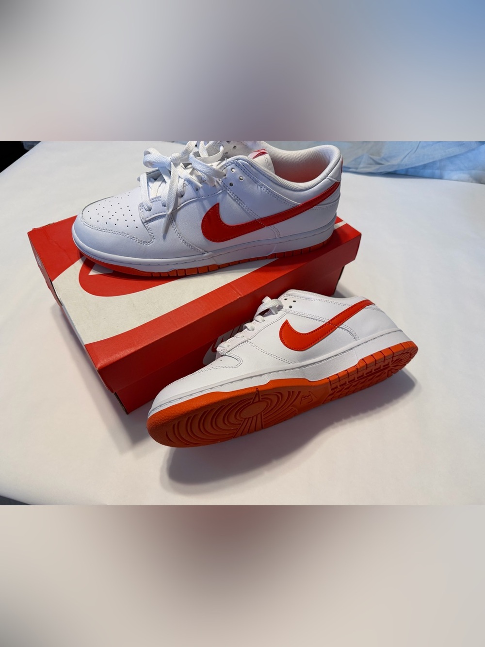 Nike Dunk Low Retro White with Orange Swoosh - Picture 3 of 6